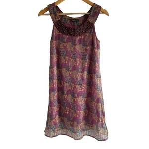 Theme Size Small Women’s Floral‎ Tunic Midi Dress Purple
